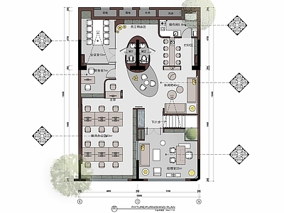 现代整体办公空间 200㎡办公室 办公空间 接待前台 开敞办公区 施工图