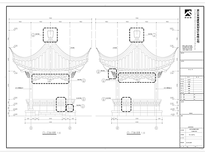 新中式中式亭子 凉亭 四角亭 施工图