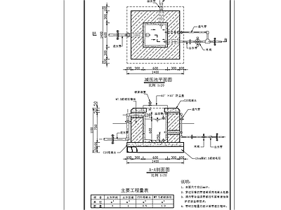 给排水节点详图 供水管道减压池 减压池平面剖面图 施工图