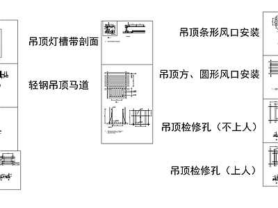 现代吊顶节点 合集 石膏板 轻钢龙骨 家装节点 施工图