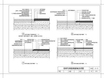 现代地面节点 石材与地毯相接 地台节点 路面节点 地毯节点 家装节点 施工图