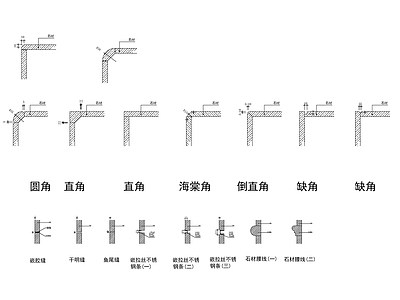 现代地面拼花 石材收头样式 拼缝样式 施工图