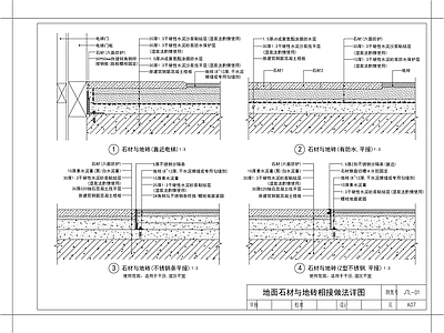 现代地面节点 地面石材与地砖 地台节点 家装节点 路面节点 地毯节点 施工图