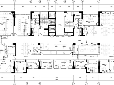 现代简约整体办公空间 现代办公室平面方 施工图