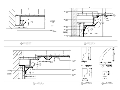 现代欧式吊顶节点 天节点图 铝方通 石膏板 铝扣板 铝格栅 施工图