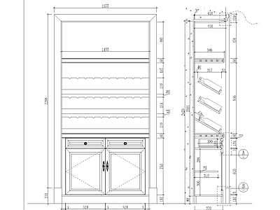 欧式家具节点详图 柜体节点 欧式酒柜详图 施工图