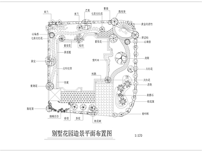 现代屋顶花园 别墅园平面布置 施工图