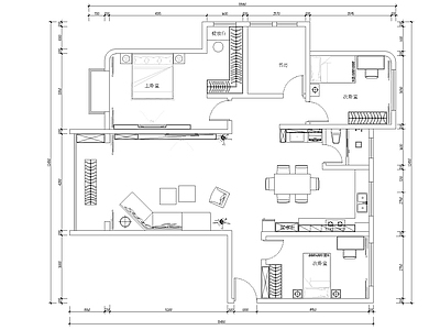 现代新中式住宅楼建筑 家装设计 130平 平面图 施工图