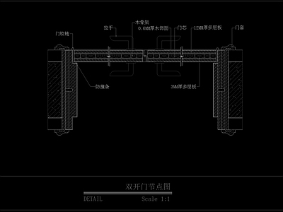 现代门节点 安装 节点 单开节点 双开节点 施工图