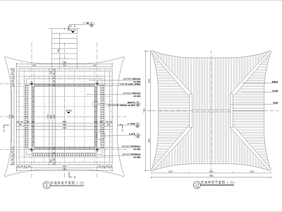亭子 中式四角亭 施工图