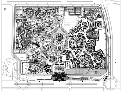 规划平面图 主题乐园 总平面布局图 施工图