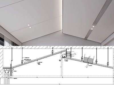 现代吊顶节点 斜面吊顶大样图 施工图