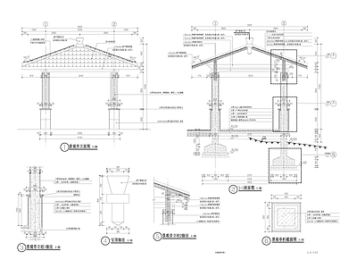 新中式中式亭子 四角亭 凉亭 施工图