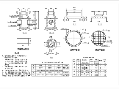 给排水节点详图 排水检查井设计图 井盖盖座配筋图 施工图