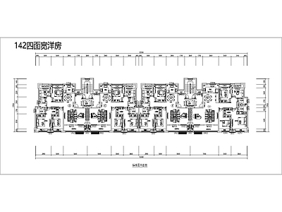 现代住宅楼建筑 140平洋房 大面宽 四面宽 横厅 独立电梯厅 施工图