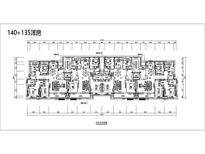 现代住宅楼建筑 140洋房 135洋房 四面宽 三面宽 大面宽 施工图