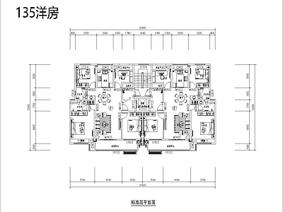 现代住宅楼建筑 135平洋房 三面宽 贯穿梯 独立电梯厅 施工图