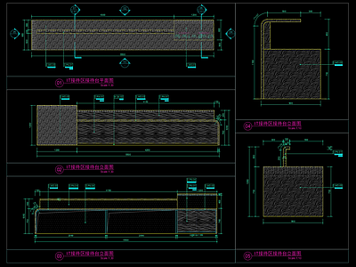 现代家具节点详图 办公服务台节点 木饰面前台 接待区前台 施工图