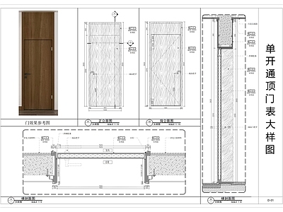现代门节点 单开通顶表大样 隐形大样图 边框 施工图
