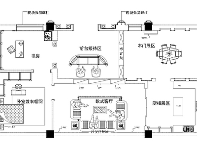 欧式整体家装空间 小户型 实木吊顶 施工图