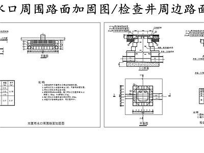 给排水节点详图 检查井路面加固图 双篦雨水口加固图 雨水口节点 施工图