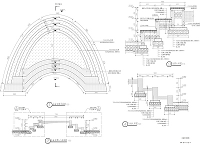 现代公园景观 台地坐凳详图 异型池详图 施工图