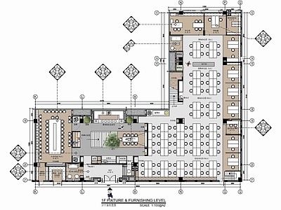 现代整体办公空间 1500㎡办公室 设计公司办公室 两层办公室 开敞办公区 施工图