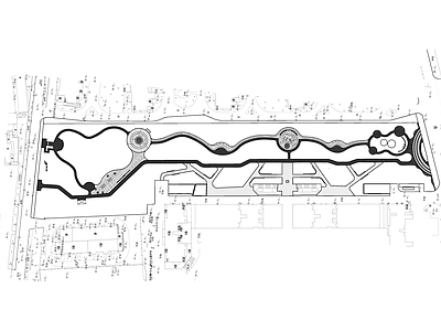 现代公园景观 曲线 口袋公园 长条形公园 施工图