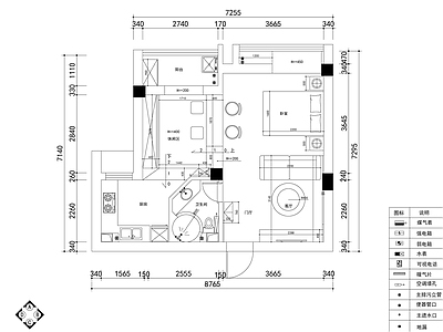 美式欧式整体家装空间 一室一厅小户型 大平层 小户型 别墅 施工图