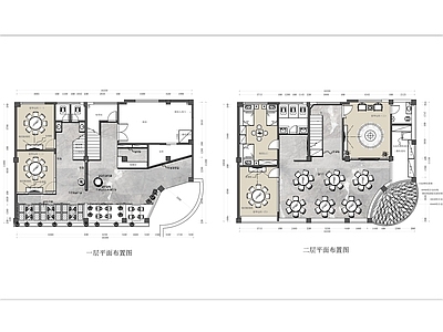 现代新中式中餐厅 两层特色餐厅 茶楼 施工图