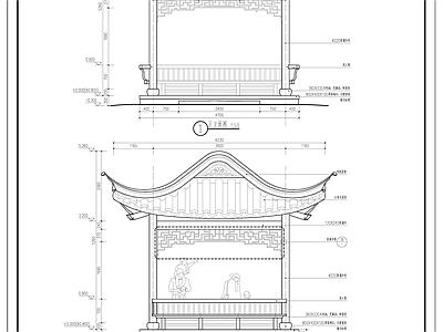 新中式中式亭子 四角亭 凉亭 施工图