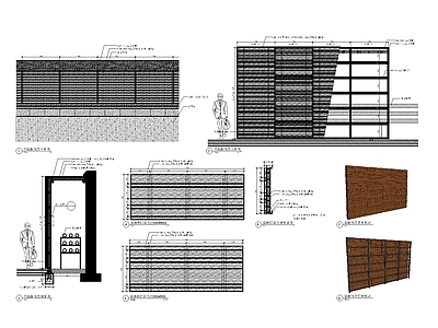 景观节点 格栅 木格栅 木 护栏 施工图