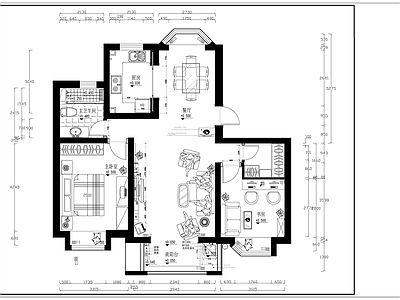 现代新中式整体家装空间 一套二室二厅装修 大平层 小户型 别墅 施工图