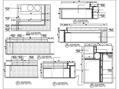 现代家具节点详图 面馆收银台节点图 施工图