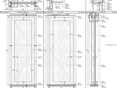 现代门节点 木饰面平开大样 施工图