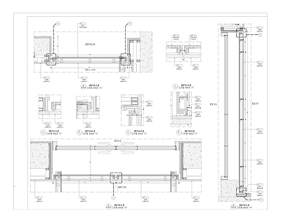 现代门节点 双开石材暗 施工图