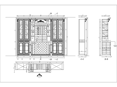 美式家具节点详图 柜体节点 美式酒柜详图 施工图