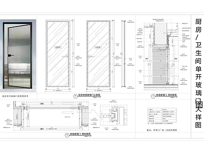 现代门节点 玻璃单开 玻璃单开 玻璃柜节点 边框 铝合金节点 施工图
