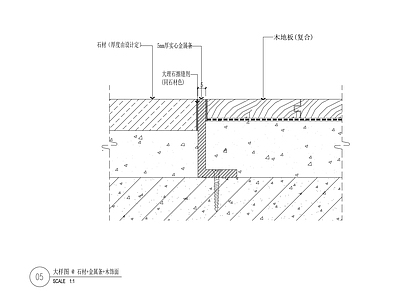 现代地面节点 石材木地板收口 施工图
