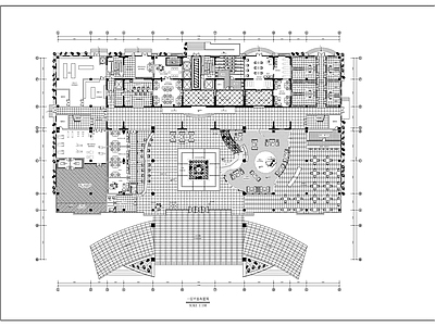 现代新中式酒店 四星的平面 公区 大堂 施工图