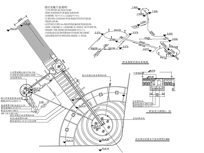 现代新中式公园景观 跌水构架及喷泉水 曲线 正方形 山地 施工图