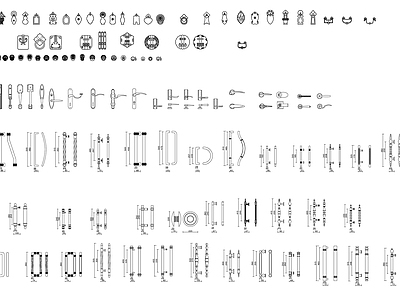 现代新中式五金管件 拉手及锁详图 把手 管件弯头 阀 螺丝 施工图