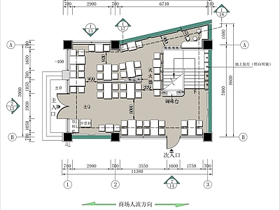 现代复古快餐店 小型餐馆 面馆 施工图