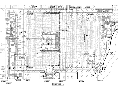 景观节点 亲水 石材护栏 浮雕 静水面 篦子排水沟 施工图