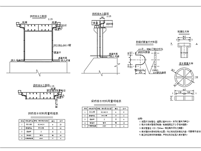 给排水节点详图 桥面排水设计图 拱桥梁桥排水立面 施工图