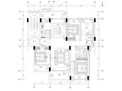 [深圳]160㎡现代三居家装样板房设计施工图 平层