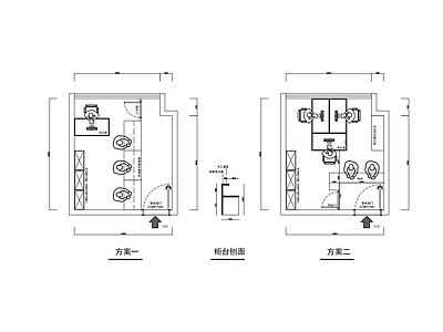 现代新中式办公室 海关办公室 平面布局设计 柜台 施工图