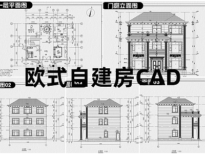 欧式住宅楼建筑 自建房 施工图