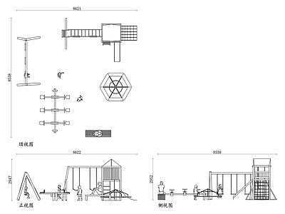 现代儿童乐园 户外儿童游乐场 儿童游乐设施 户外儿童设施 游乐场设备 游乐场玩具 施工图