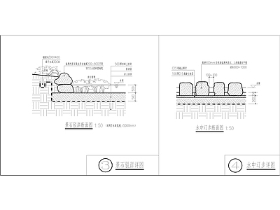 景观节点 驳岸 溢水坝 系绳柱 详图 做法 施工图